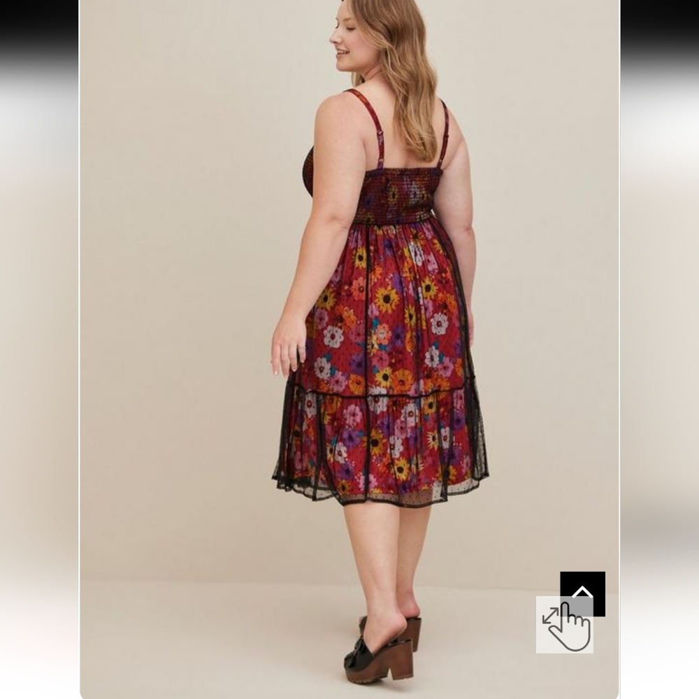 Torrid 4X Sleeveless Tiered Floral Smocked Dress Boho Tropical Dress - Picture 2 of 14